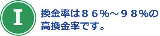 換金率は８６％～９８％の
高換金率です。